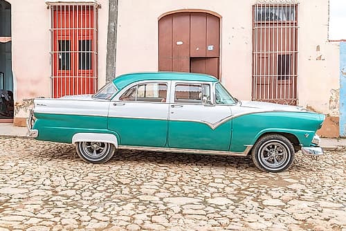 Teal Vintage Car Trinidad Cuba Art Print