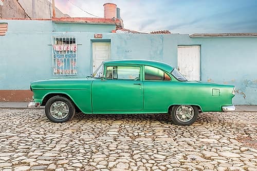 Green Vintage Car Trinidad Cuba Art Print