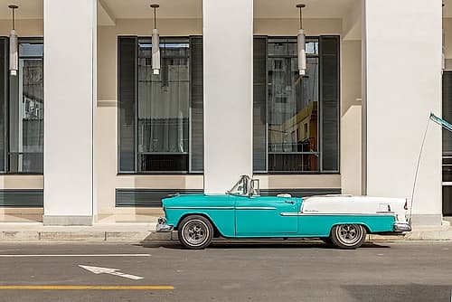 Teal Convertible Havana Street Art Print by Richard Silver