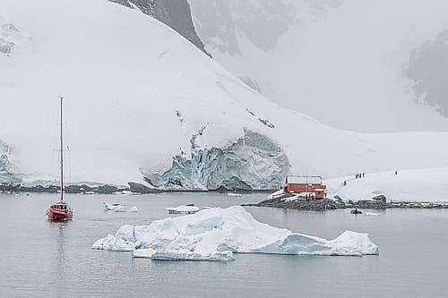 Sailboat Near Antarctic Research Station I Art Print