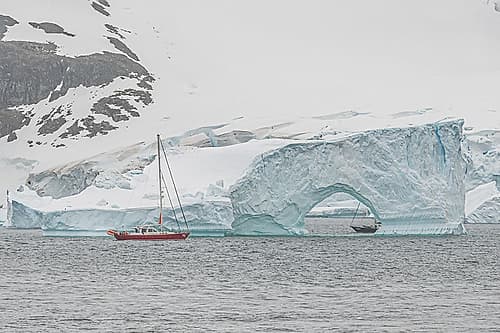 Sailboat Through Iceberg Arch I Art Print