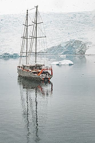 Schooner Near Antarctic Glacier Art Print