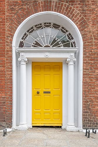 Yellow Georgian Door Fluted Columns Art Print by Richard Silver