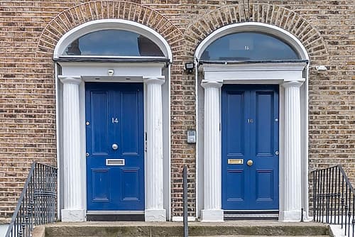 Twin Navy Georgian Doors Numbered 14 Art Print by Richard Silver