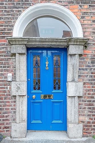 Blue Door with Glass Panels Art Print