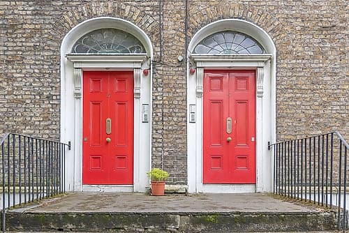Twin Red Georgian Doors Victorian Print
