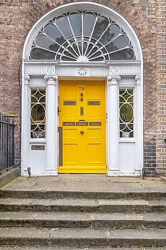 Yellow Georgian Door Circular Sidelights Geometric Print