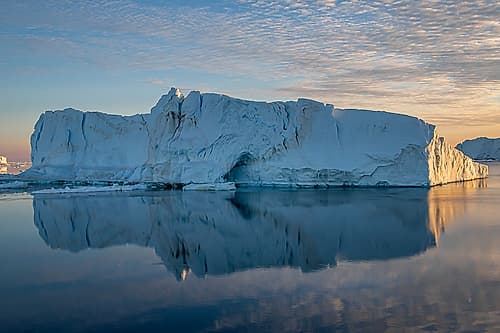 Golden Hour Iceberg with Cave Art Print