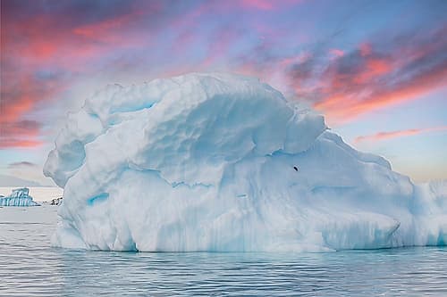 Dome Iceberg Pink Sunset Sky Art Print