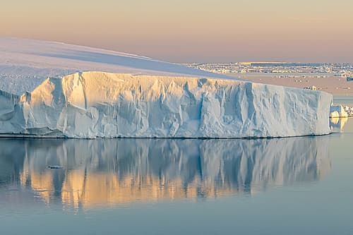 Tabular Iceberg Golden Hour Reflection I Art Print