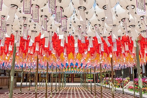 Temple Courtyard Lantern Canopy I Art Print by Richard Silver