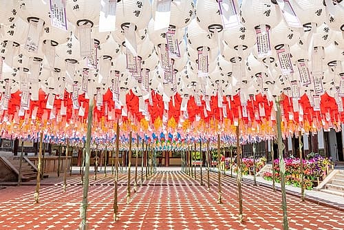 Temple Courtyard Lantern Canopy II Art Print by Richard Silver