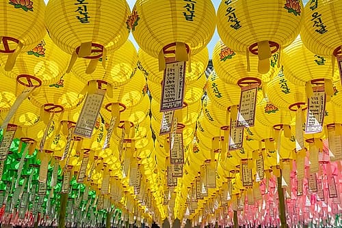 Yellow Lantern Corridor Perspective Art Print by Richard Silver