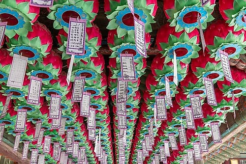 Lotus Shaped Temple Lanterns Art Print