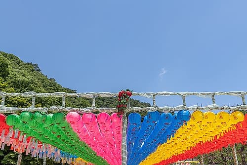 Fan Shaped Rainbow Lantern Display I Art Print
