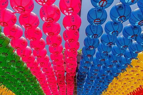 Fan Shaped Rainbow Lantern Display II Art Print