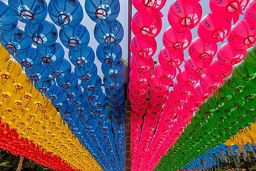 Rainbow Lantern Fan Full View Art Print
