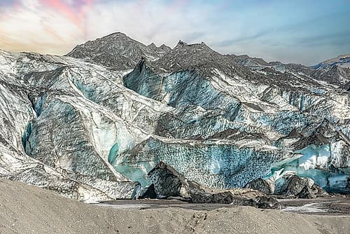 Glacier with Jagged Mountain Peaks Art Print