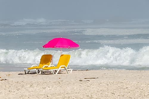 Cape Town Beach Chairs Crashing Waves Art Print by Richard Silver