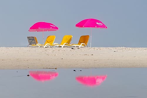 Cape Town Beach Chairs Tide Pool Art Print by Richard Silver