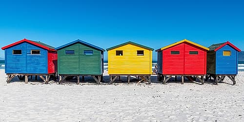 Muizenberg Beach Huts Cape Town Five in a Row Art Print