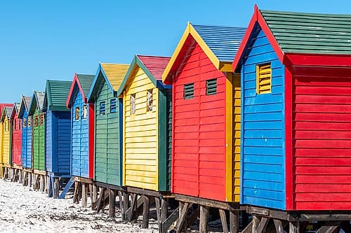 Muizenberg Beach Huts Cape Town Perspective Art Print