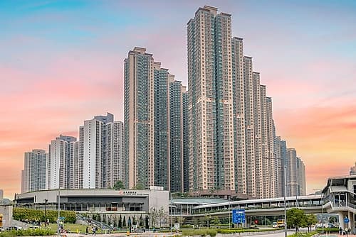 Hong Kong Tower Cluster at Sunset Art Print