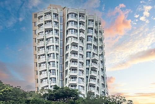 Hong Kong Curved Balcony Tower at Dusk Art Print