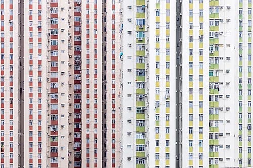 Hong Kong Multicolor Apartment Block Grid I Art Print by Richard Silver