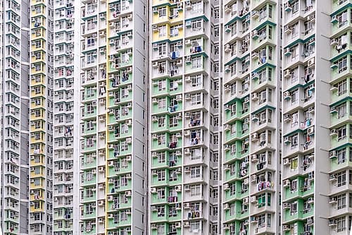 Hong Kong Multicolor Apartment Block Grid II Art Print