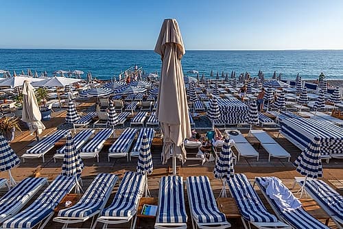 Nice French Riviera Beach Chairs Striped Plage reproduction
