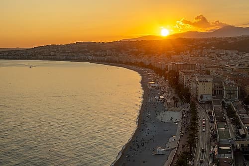 Baie des Anges Nice French Riviera Sunset Art Print