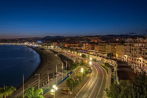 Promenade des Anglais Nice Blue Hour Art Print
