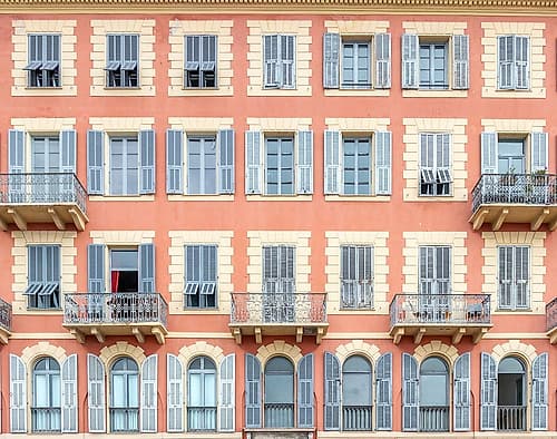 Nice French Riviera Salmon Facade Blue Shutters Art Print