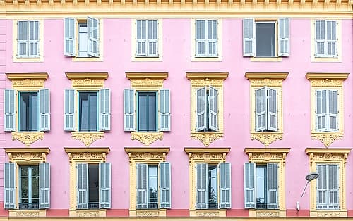 Nice French Riviera Pink Facade Gold Trim Art Print