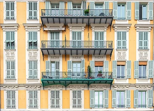 Nice French Riviera Yellow Facade Iron Balconies Classical Print