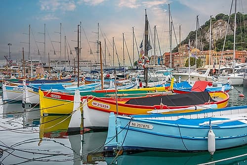 Port Lympia Nice French Riviera Colorful Boats I Art Print