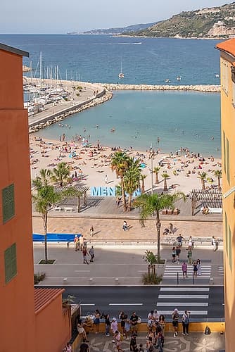 Menton French Riviera Beach and Marina Plage reproduction