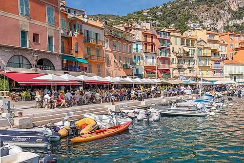 Villefranche sur Mer French Riviera Harborfront Cafes Art Print