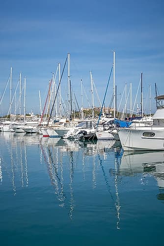 French Riviera Marina Sailboats Reflection I Art Print