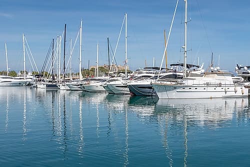 French Riviera Marina Sailboats Wide View Art Print