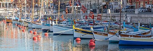 Nice French Riviera Harbor Colorful Boats Red Buoys Art Print