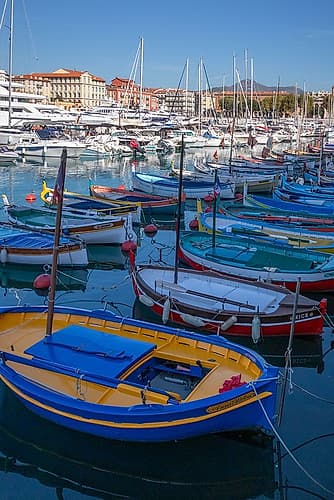 Port Lympia Nice Yellow and Blue Boat Art Print