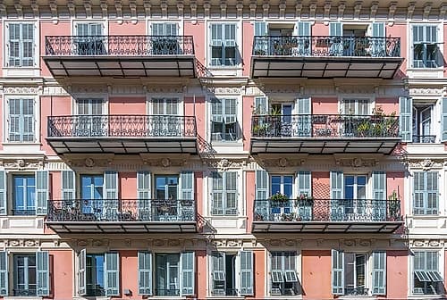 Nice French Riviera Pink Facade Staggered Balconies Art Print