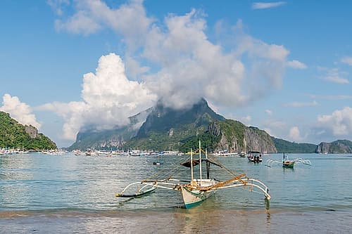 Bangka Boat on Beach, El Nido, Palawan, Philippines Art Print by Richard Silver