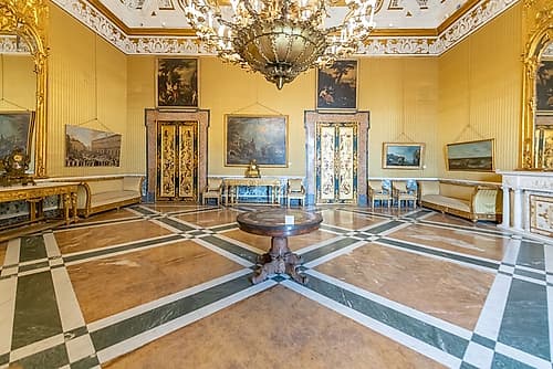 Opulent Palace Room with Marble Floor, Naples, Italy Art déco reproduction