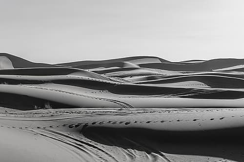 Black and White Sand Dune Ripples, Sahara Desert, Morocco Art Print by Richard Silver