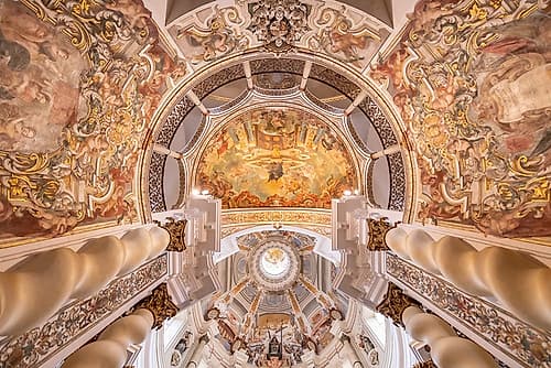 Ornate Baroque Church Dome Fresco, Seville, Spain Art Print