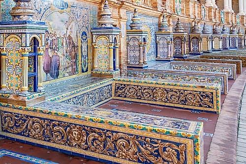 Plaza de Espana Province Tile Alcoves, Seville, Spain Art déco reproduction