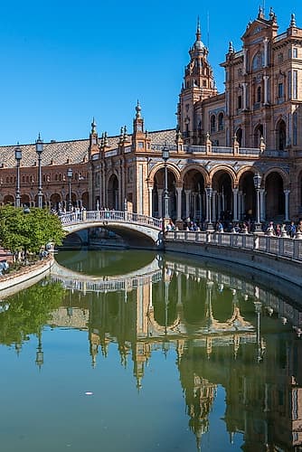 Plaza de Espana Bridge Reflection, Seville, Spain Art Print